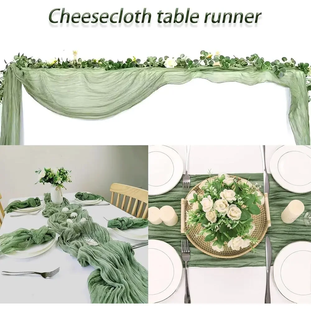 4 Pack Sage Green Cheesecloth Table Runner 120